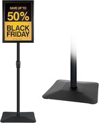 Adjustable Sign Stand for Display, with Upgraded Iron Base, Pedestal Floor Signage Stand Holder for Outdoor or Indoor Advertising (11 x 17, Black)