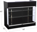 48" W x 22" D x 42" H - Retail Display Case,Ledgetop Counter with Showcase Front, Black Retail Counter with Glass Display Cabinet