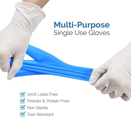 Basic Medical Synmax Vinyl Exam Gloves - Latex-Free & Powder-Free - Large, BMPF-3003 Blue Box of 100