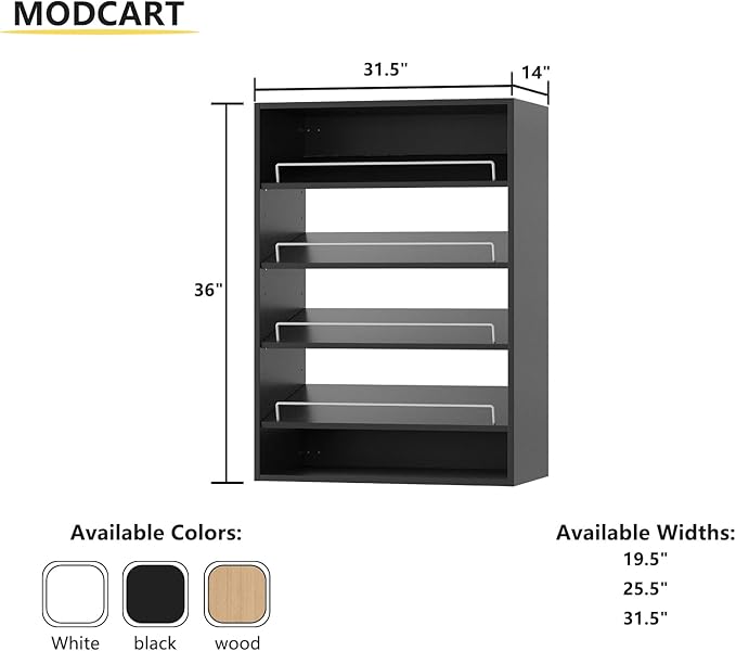 Shoe Shelf Short Tower Closet Unit, Modular Wood Closet System Organizer with Storage, Clothing Rack for Hanging Clothes, Bedroom, Black, 31.5" W