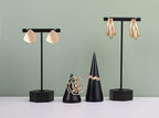 GemeShou Black Metal 2pcs Earring Display T Stand for Show, T Bar Jewelry Holder Tree for Retail Photography 【Black-Hexagon Base 2pcs Height 4.5" and 5.3"】
