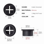 Cable Cord Grommet 3/4 Inch Flexible Wire Rubber Grommets for Desk and Other Furnitures Wire Hole Cover Cable Management Wire Organizer Cable Pass Through (8 Pack), Black Color
