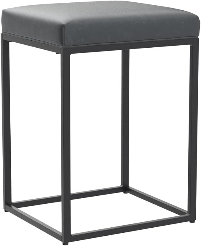 MAISON ARTS Black Counter Height 24" Bar Stools Set of 3 for Kitchen Counter Backless Modern Square Bartools Upholstered Faux Leather Stools Farmhouse Island Chairs, (24 Inch,Black)