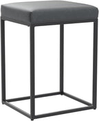 MAISON ARTS Black Counter Height 24" Bar Stools Set of 3 for Kitchen Counter Backless Modern Square Bartools Upholstered Faux Leather Stools Farmhouse Island Chairs, (24 Inch,Black)
