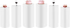 OUKANING 6 PCS Metal Display Pedestal Stands, White Cylinder Display Stands Pillars, Decoration Cube Sculpture Display Column for Wedding Party Baby Shower Birthday, H27.56'', 26'', 23.62''