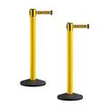 Crowd Control Warehouse CCW Series RBB-150 - Set of 2 Stanchion Retractable Belt Barriers - 16 Foot, Yellow"Caution - DO NOT Enter" Black Letters Belt with Yellow Post - Easy Assembly