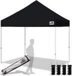 Eurmax USA 8'x8' Pop Up Canopy Tent Commercial Instant Canopies with Heavy Duty Roller Bag,Bonus 4 Sand Weights Bags (Black)