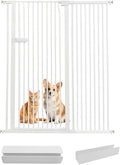 Lumizone Extra Tall Cat Gate 61.02" High Pressure Mounted Extra Wide 2025 New (17 Sizes) 1.37" Gap No Drilling Auto-Close One-Handed Operation Tall Pet Gate for Dogs(White, 61.02" H x 46.65"-50.97" W)