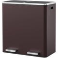 Arlopu Dual Trash Can, 2 x 8 Gallon (2 x 30 L) Hands-Free Trash and Recycle Bin Combo, Stainless Steel Kitchen Garbage Can with Soft-Close Lid, Removable Inner Buckets, Step Pedal, Airtight (Brown)