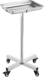 VEVOR Mayo Stand, Stainless Steel Mayo Tray, Load Capacity up to 36 lbs, Adjustable Height 31.9"-55", Medical Tray on Wheels with Removable Tray for Spa, Salon, Clinic, Personal Care