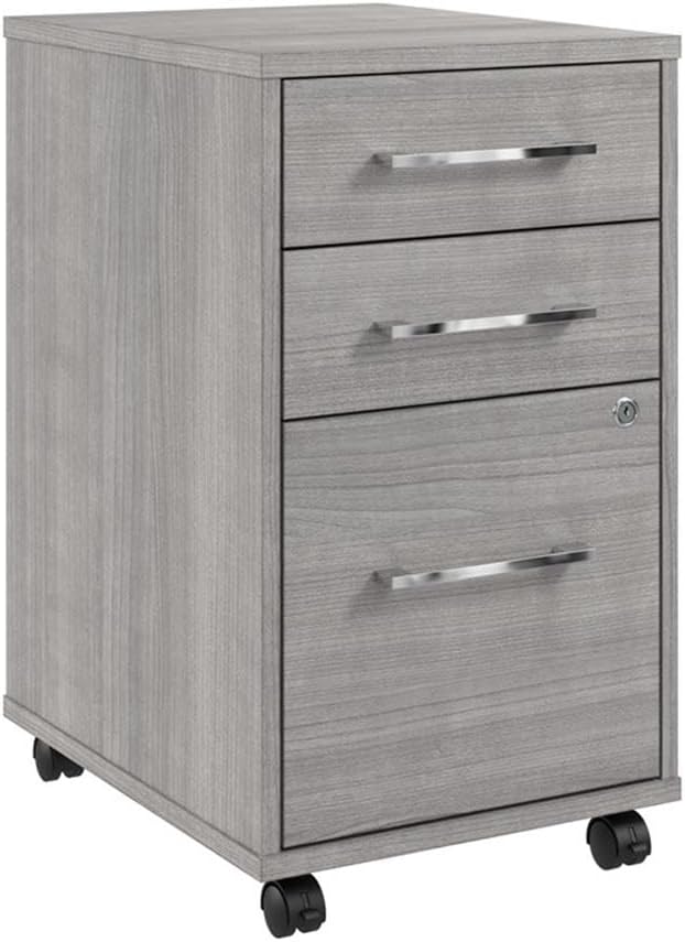 Bush Business Furniture Hustle 3 Drawer Rolling File Cabinet in Platinum Gray, Mobile Document Storage for Home and Professional Office