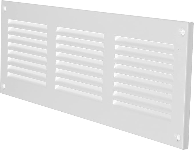 Repa Market 2-Pack 12x4 Inch Air Vent Cover/White Galvanized Steel Louvered Grill Cover with Mesh Screen/Wall or Ceiling Vent/Durable Flush Mount HVAC Register for Indoor and Outdoor Ventilation