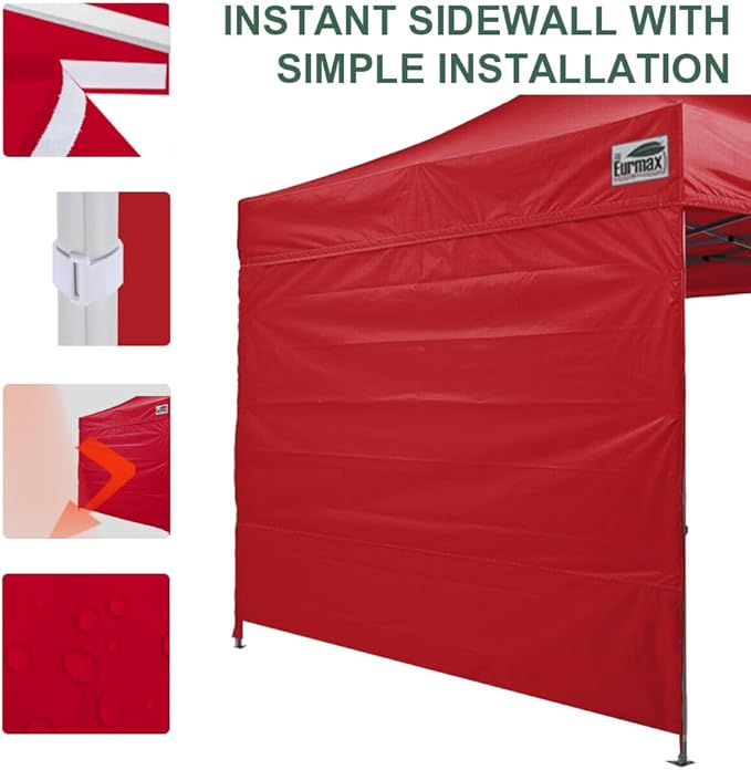 Eurmax USA Instant Canopy SunWall 10FT Pop Up Canopy Wall Sidewall with Horizontal Strap ONLY,1 Pack Sidewall(Red)
