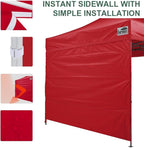 Eurmax USA Instant Canopy SunWall 10FT Pop Up Canopy Wall Sidewall with Horizontal Strap ONLY,1 Pack Sidewall(Red)