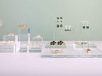 GemeShou Acrylic earring display risers for selling, Transparent jewelry display riser stand, clear ring riser tray for boutique store selling, Jewelry photo props【3.15 L x3.15 W x0.39 H inch 2pcs】