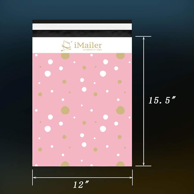 100 Count - 12 x 15.5 inch, Pink Polka Dot - Thank You Poly Mailer Envelope, Mailing Shipping Bags with Self Seal Strip