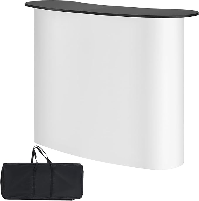 VEVOR Portable Tradeshow Podium Table, 51.18" x 18.31" x 37.4", Display Exhibition Counter Stand Booth Fair with Wall, Foldable Promotion Retail Bar Table Pop Up Podium with Storage Rack, Carrying Bag