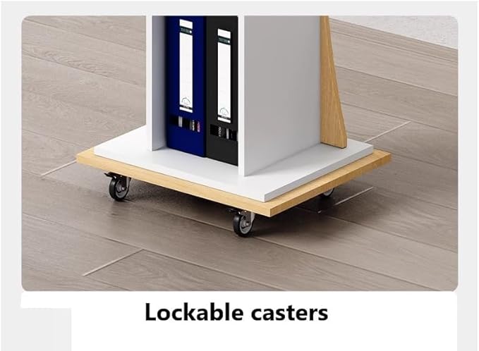 Mobile Wooden Podium Stand with Lockable Wheels Modern Presentation Blockboard Lectern Oak Color with Storage Shelves for Office, Church, Classroom, Conference Room