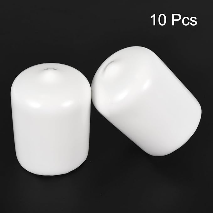 uxcell 10pcs Rubber End Caps 21mm ID Vinyl Round End Cap Cover Screw Thread Protectors White