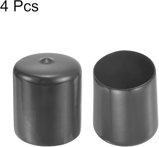 uxcell 4pcs Rubber End Caps 39mm ID Vinyl Round End Cap Cover Screw Thread Protectors Dark Grey, 30mm Height