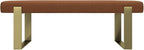 VANT Upholstered Bed Bench - Ribbed Terracotta - Burnished Brass - Contemporary Modern, Bedroom Bench Seat, Hallway, or Entryway