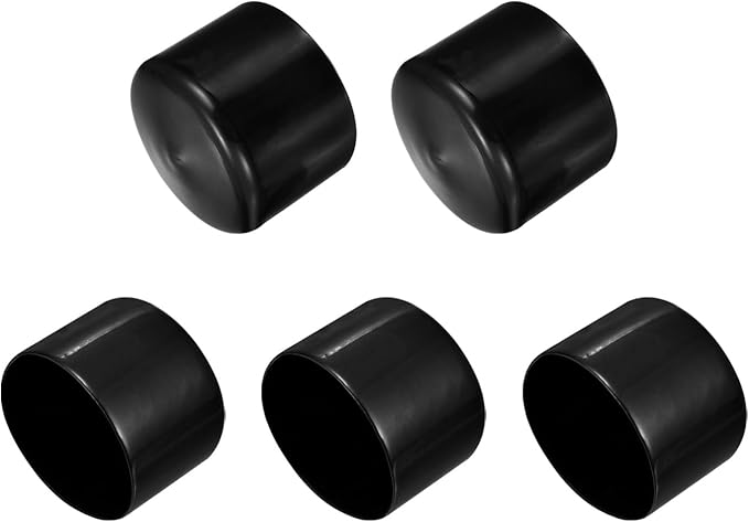 uxcell 5pcs Rubber End Caps 2 5/16"(59mm) ID Vinyl PVC Round Tube Bolt Cap Cover Screw Thread Protectors Black