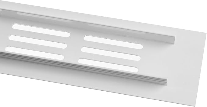 Vent Systems 12 x 1.5 Inch (Outer Dimensions) Air Supply Ventilation Grille - Pack of 2 - White Aluminum Rectangle Intake/Exhaust Door Vent Deflector - HVAC for Home Improvement Floor, Wall Duct Cover