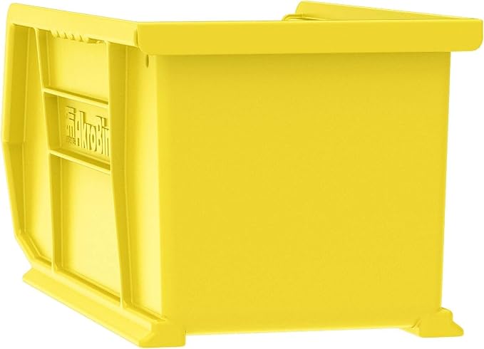 Akro-Mils 30237 AkroBins Plastic Storage Bins, Space-Saving Stackable Bins for Garage, Pantry, Craft Organization, 9-" x 6-" x 5-", Yellow, 12-Pack