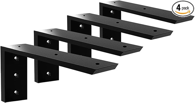 Countertop Support Bracket 12 Inch 4 Pack Countertop Bracket for Granite 3/8" Thick 12"x6"x2.5" Heavy Duty L Brackets Shelf Brackets Metal Corbels for Quartz/Granite/Wood/Concret/ Laminate Countertops