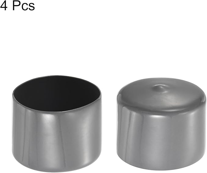 uxcell 4pcs Rubber End Caps 57mm ID Vinyl Round End Cap Cover Screw Thread Protectors Dark Grey, 40mm Height