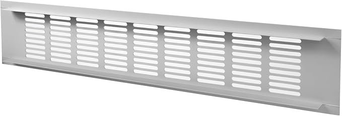 Vent Systems 16 x 3 Inch (Outer Dimensions) Air Supply Ventilation Grille - Pack of 2 - Silver Aluminum Rectangle Intake/Exhaust Door Vent Deflector - HVAC for Home Improvement Floor, Wall Duct Cover