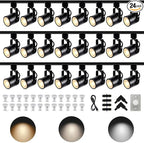 Dimmable 24-Pack GU10 Track Lighting Kit with Dedicated Dimmer, All-in-One Plug in 3CCT Ceiling Spotlights with 26.2FT Track Rails, Accent Lighting for Home, Store, Moblie Cart and Office