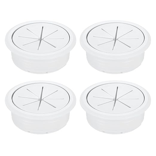 uxcell 4 Pcs Desk Grommet, 1.97 inch 50mm Desk Cable Hole Cover Wire Hole Insert for Home Office Table Cabinet Cord Organizer, White