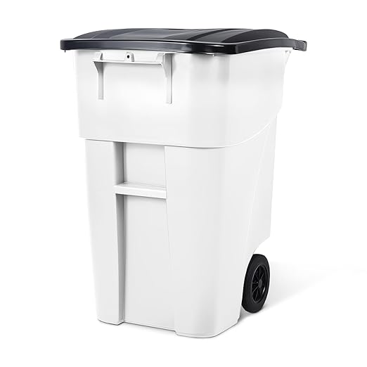 50 Gallon Trash Can, White Outdoor Garbage Can, Wheeled Outside Trash Bin Outdoor with Lid and Wheels Large Rolling Trash Can, Garbage Can with Wheels for Home, Office, Garage