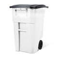 50 Gallon Trash Can, White Outdoor Garbage Can, Wheeled Outside Trash Bin Outdoor with Lid and Wheels Large Rolling Trash Can, Garbage Can with Wheels for Home, Office, Garage