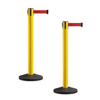 Crowd Control Warehouse CCW Series RBB-150 - Set of 2 Stanchion Retractable Belt Barriers - 16 Foot, Red Belt with Yellow Post - Easy Assembly