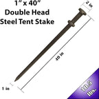 Double Head Tent Stakes - Heavy Duty Steel Tent Stakes, Versatile Ground Spikes to Anchor Commercial Inflatables, Party Tents, and Outdoor Camping Shelters, 1 x 40 Inch, 4-Pack