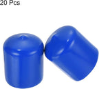 uxcell 20pcs Rubber End Caps 28mm ID Vinyl Round Tube Bolt Cap Cover Screw Thread Protectors Blue