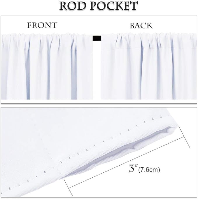 PONY DANCE 63 inch Length Curtains - Room Darkening Kitchen Solid Thermal Draperies Rod Pocket Short Panels Drapes for Bedroom Window Treatments, 42 W by 63 L, Pure White, Set of 2