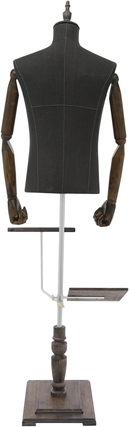 Male Dress Form Mannequin, Adjustable Height 4.43-5.91 ft for Clothing Display, with Detachable Shoe Holder & Pants Rack, Store Window Display Props for Retail, Boutique, Visual Merchandising