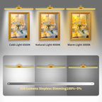 26" Wireless Picture Lights, Rechargeable Battery Art Display Light with Remote Control, Dimmable/Timer Off Dartboard Light, 3 Lighting Modes Full Metal Painting Display Lights (Gold-2 Pack)