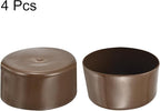 uxcell 4pcs Rubber End Caps 100mm(4 Inch) ID Vinyl Round Tube Bolt Cap Cover Screw Thread Protectors Brown, 50mm Height
