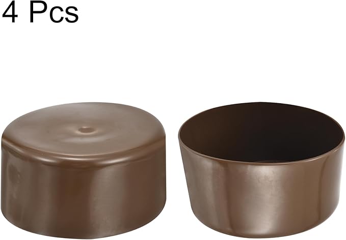 uxcell 4pcs Rubber End Caps 100mm(4 Inch) ID Vinyl Round Tube Bolt Cap Cover Screw Thread Protectors Brown, 50mm Height