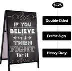 A Frame Sidewalk Sign 24x36 Inches Sandwich Board Signs Outdoor, Heavy Duty Double-Sided A Frame Sign Holder with 2 Anti-Glare Covers & Corrugated Plastic Boards, 2 Pack