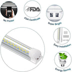 LED Shop Light,8FT 120W 12000LM 6500K,T8 Led Tube Daylight White,No dimmable,V Shape,Linkable,High Output,Clear Cover,8 Foot led Lights Fixture,Garaga Lighting with Plug (10 Pack)
