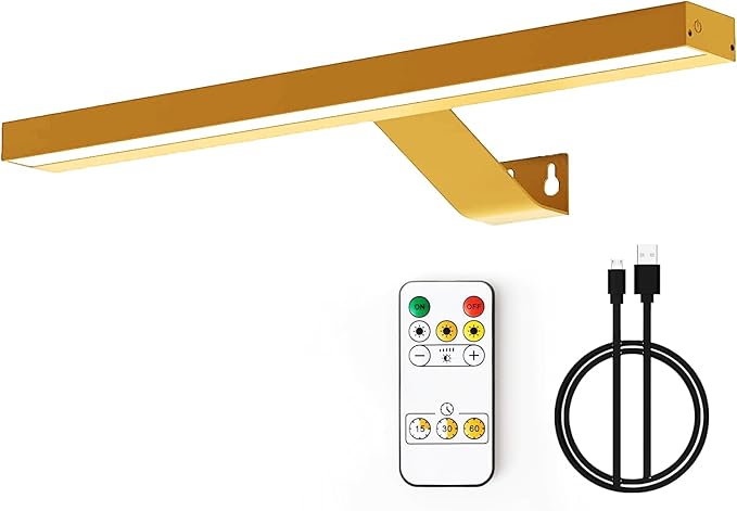 MIOBLUE Wireless Picture Lights with Remote - Rechargeable Battery Art Display Light - 16" Full Metal Accent Light for Paintings