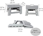 Folding Step Stool - 9inch Height Holds up 300 Lbs Lightweight Foldable Stepping is Sturdy Enough to Support Adults & Safe for Kids. Skid Resistant and Open with one flip(Gray)