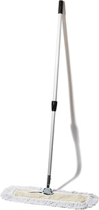 Commercial Dust Mop – 24 Inch Floor Sweeper for Hardwood, Reusable Cotton Mop Head, Extendable Handle, Dry Mop for Floor Cleaning & Janitorial Supplies