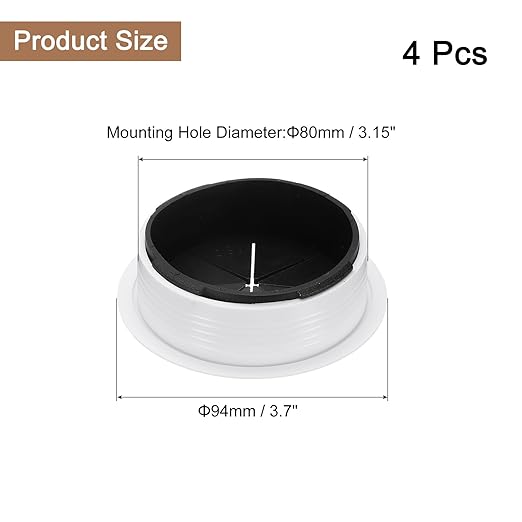 uxcell 4 Pcs Desk Grommet, 3.15 inch 80mm Desk Cable Hole Cover Wire Hole Insert for Home Office Table Cabinet Cord Organizer, Black/White