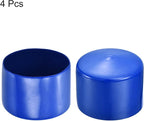 uxcell 4pcs Rubber End Caps 75mm ID Vinyl Round Tube Bolt Cap Cover Screw Thread Protectors Blue, 50mm Height